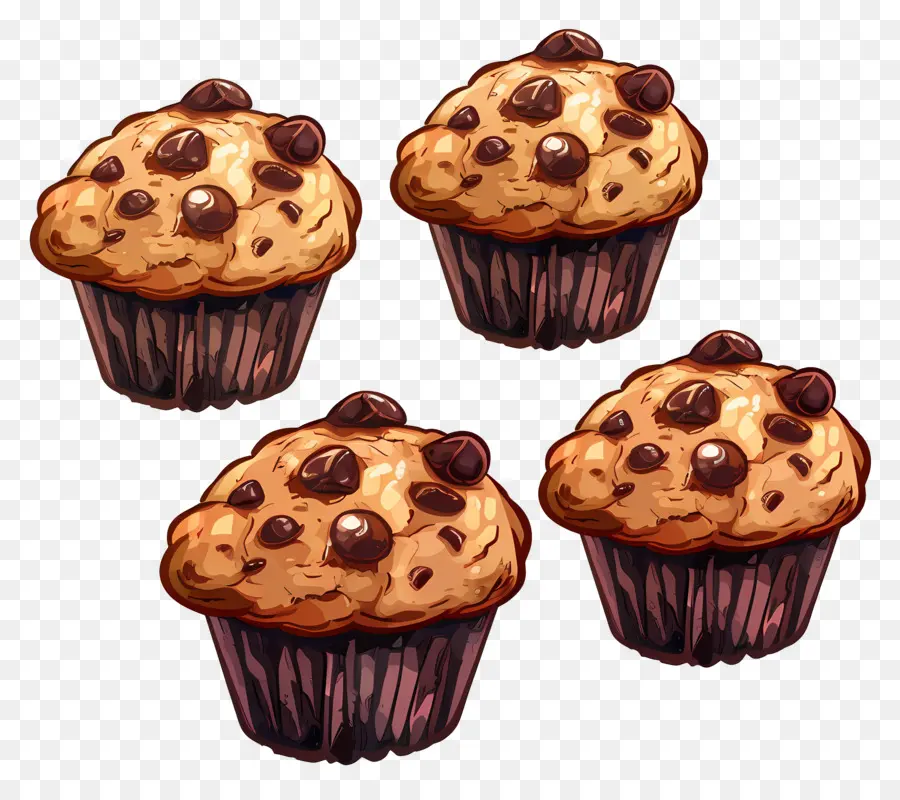 Panecillos，Muffins De Chispas De Chocolate PNG