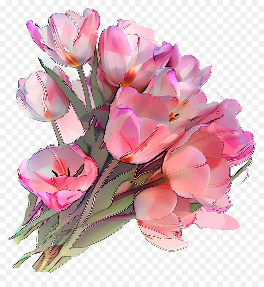 Tulipanes Rosados，Ramo PNG