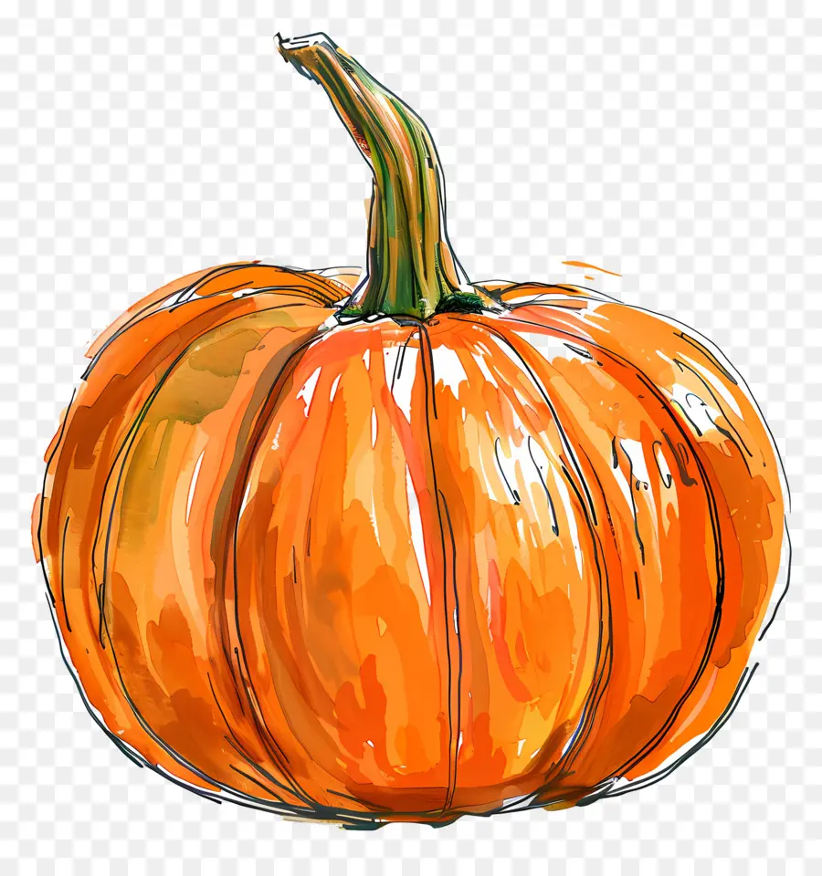 Calabaza De Otoño，Pintura A La Acuarela PNG