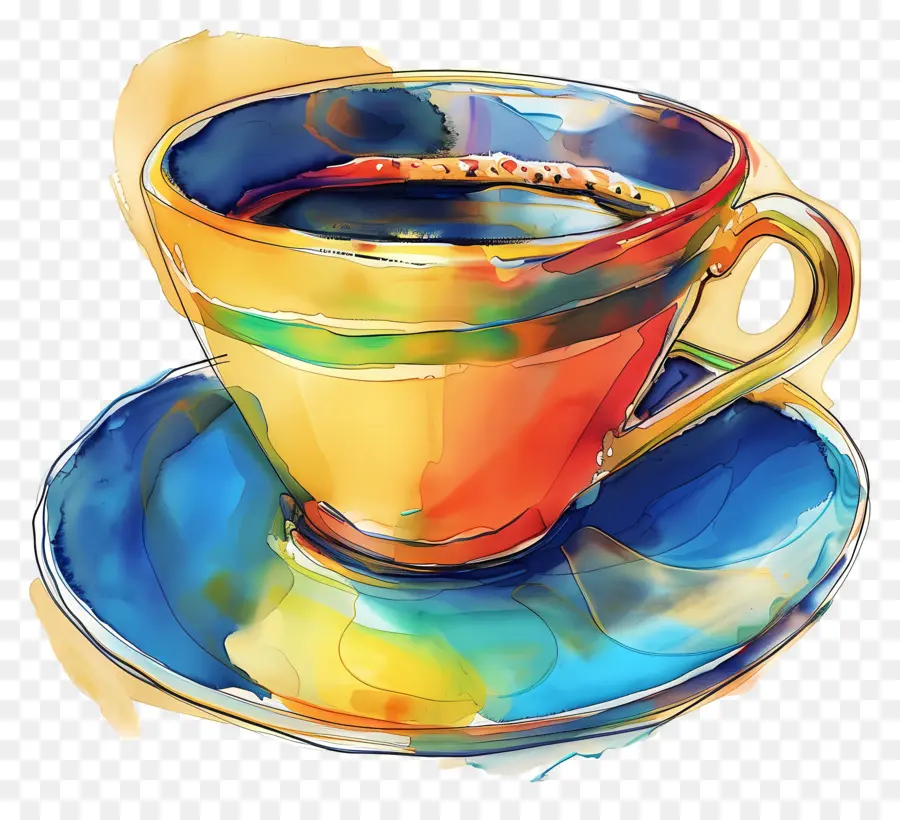 Taza Y Platillo Coloridos，Platillo PNG