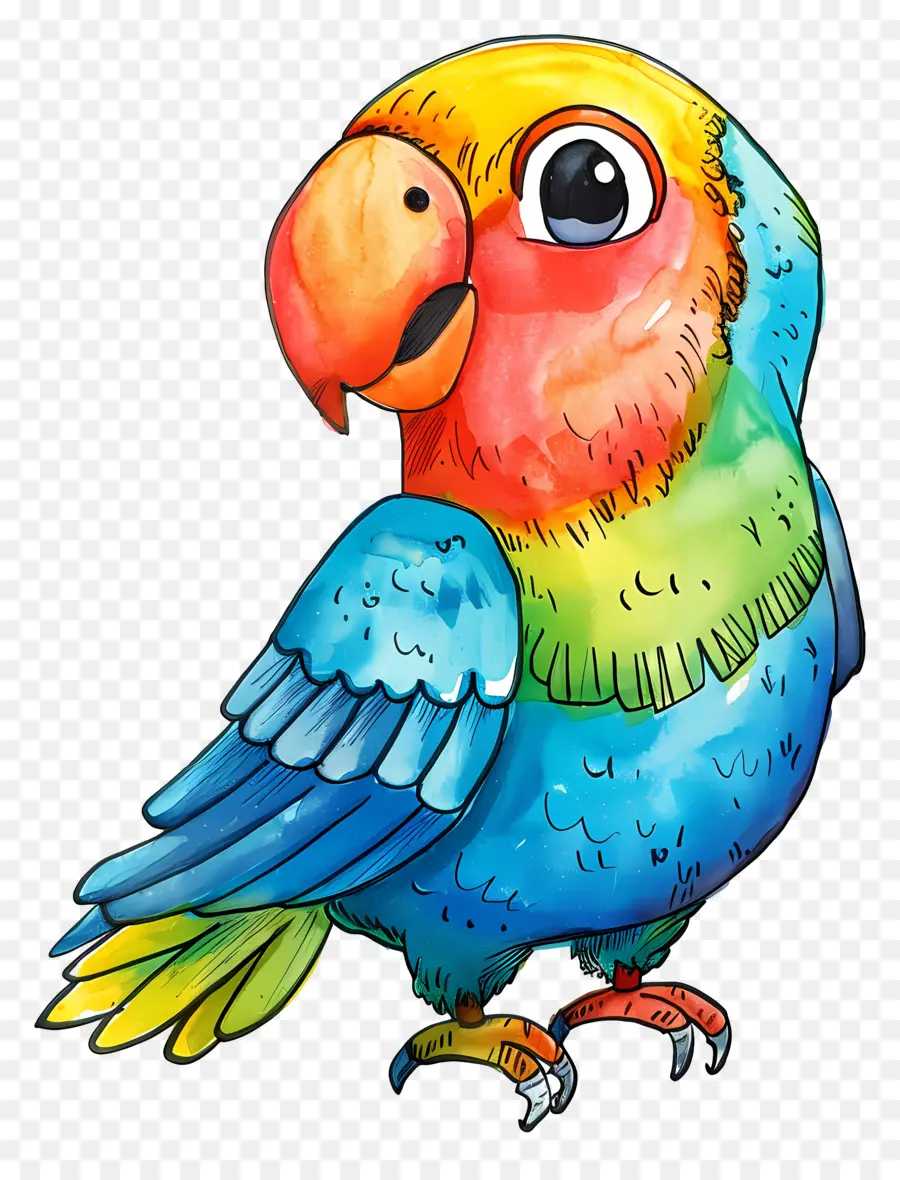 De Dibujos Animados De Aves，Loro Colorido PNG