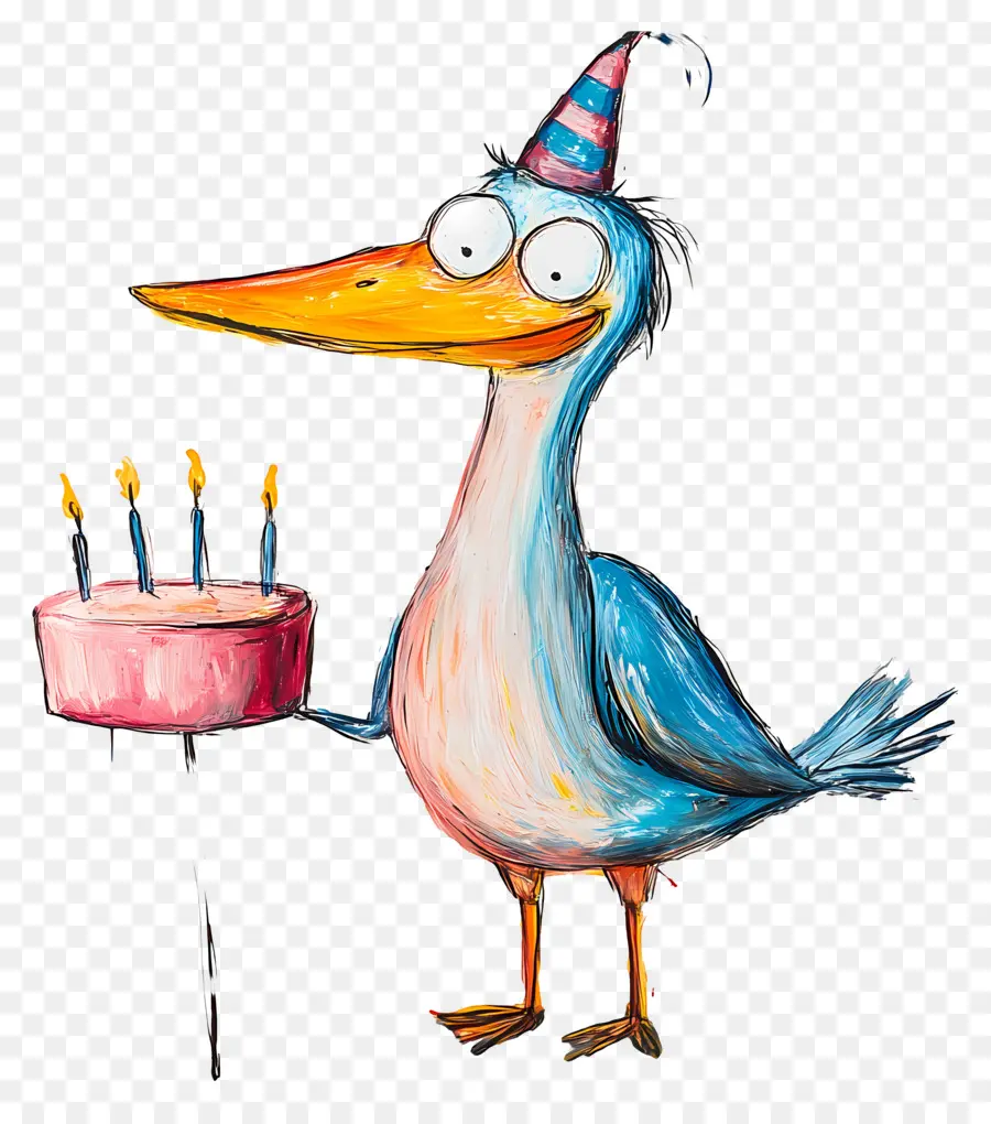 Cumpleaños，Pájaro Con Pastel PNG