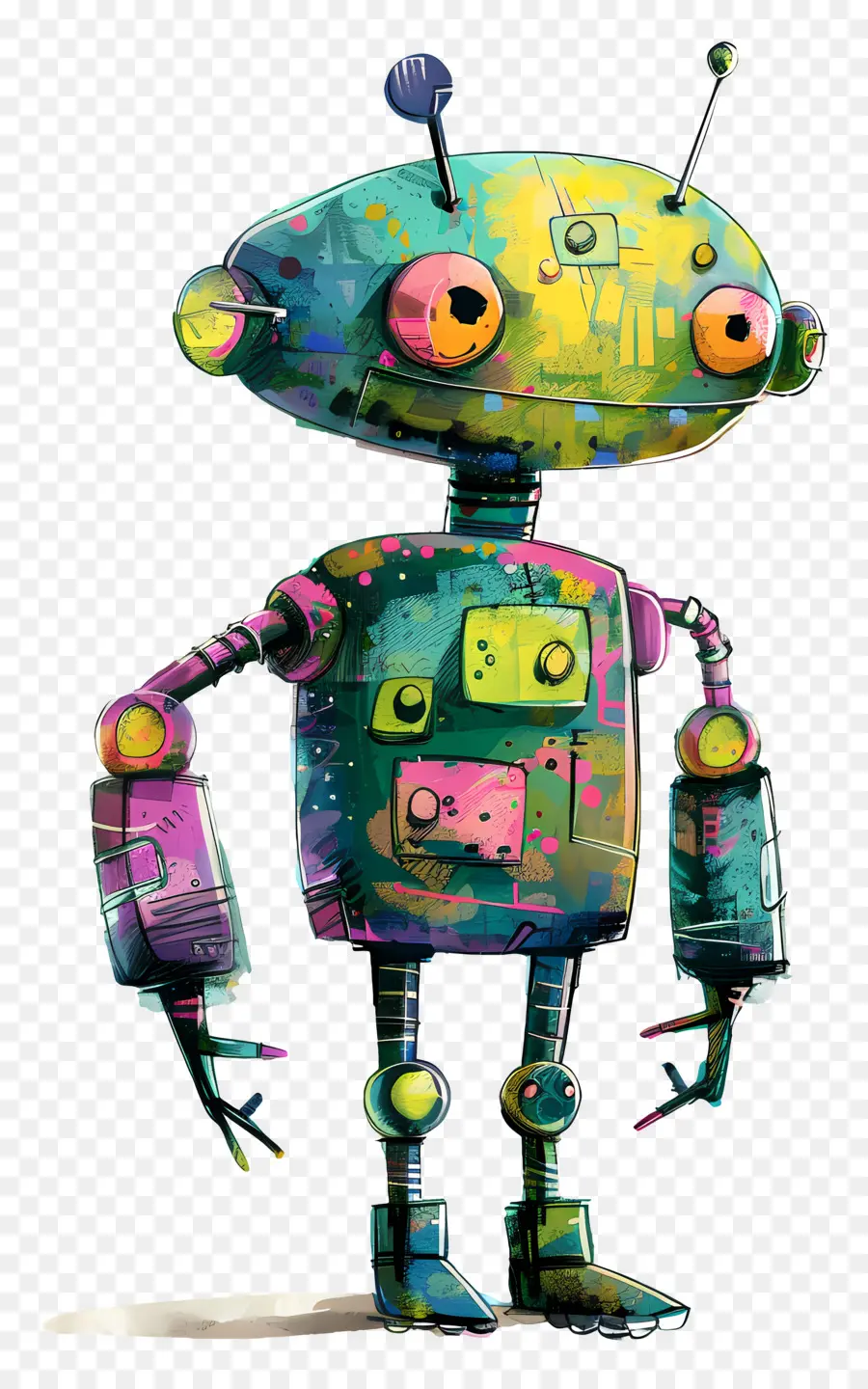 Robot De Dibujos Animados，Robot Colorido PNG