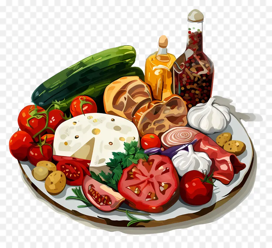 Plato De Vegetales，Queso PNG