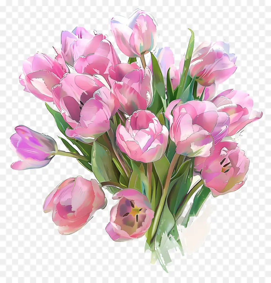 Tulipanes Rosados，Ramo PNG