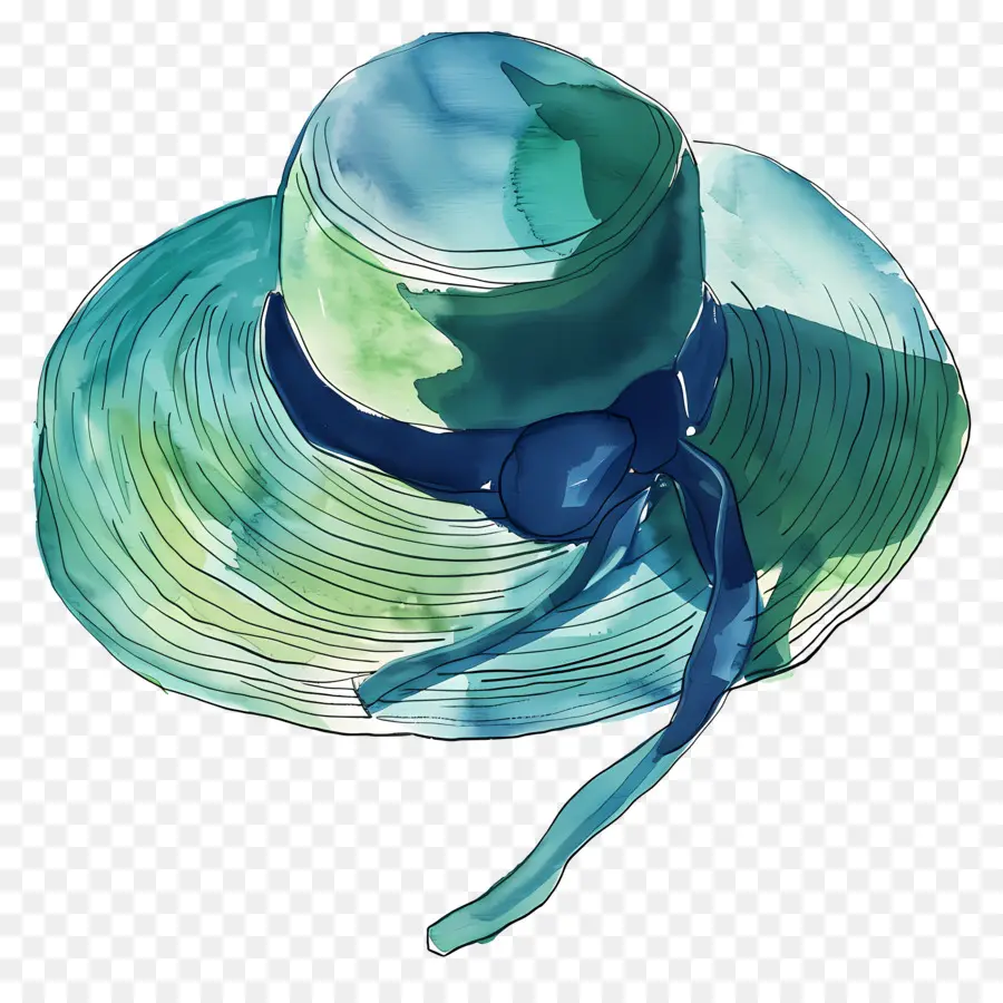 Sombrero De Verano，Sombrero Verde Y Azul PNG