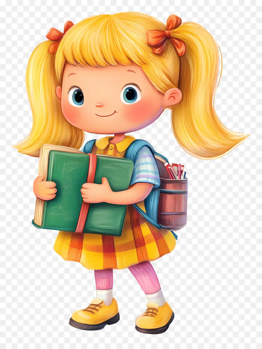 De Regreso A La Escuela，Chica Con Libros PNG