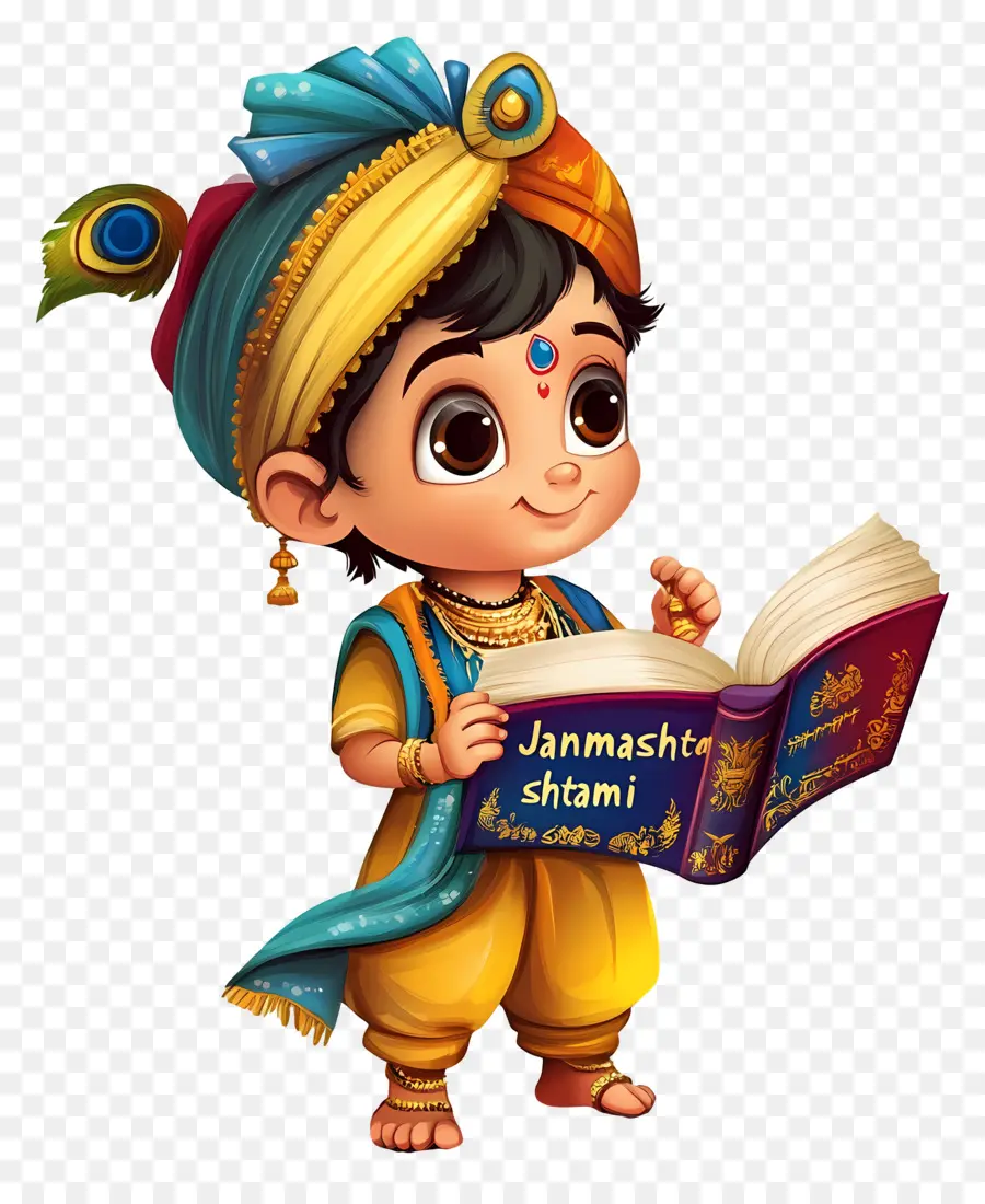 Janmashtami，El Niño Con El Libro PNG