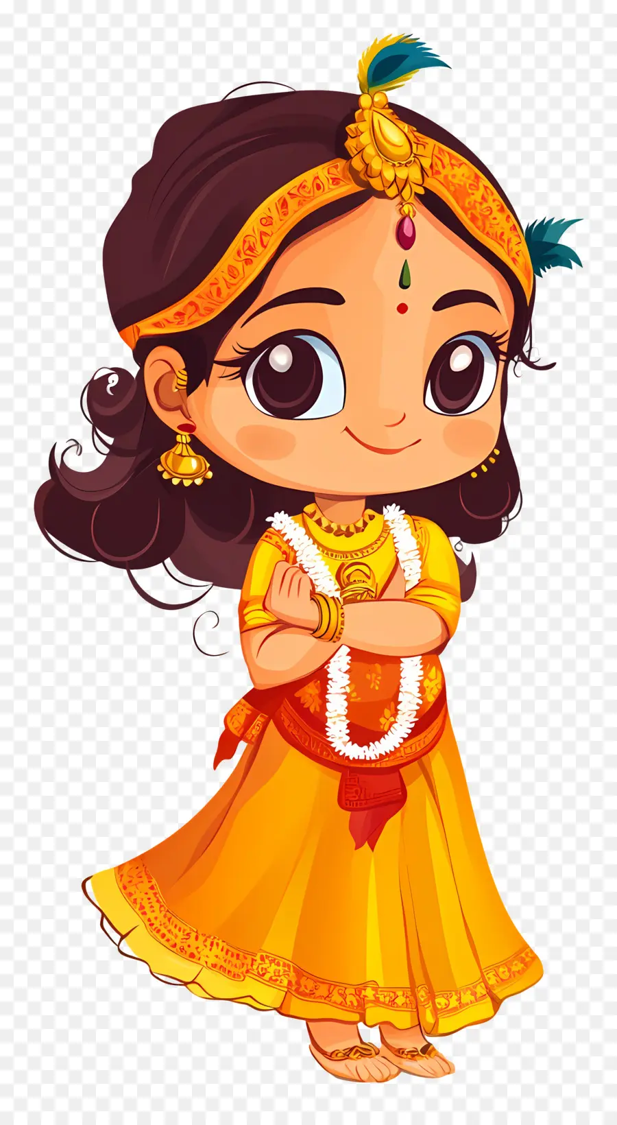 Janmashtami，Linda Chica Con Vestido Tradicional PNG