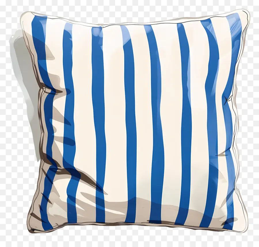 Almohada Cuadrada，Almohada A Rayas Azul Y Blanca PNG