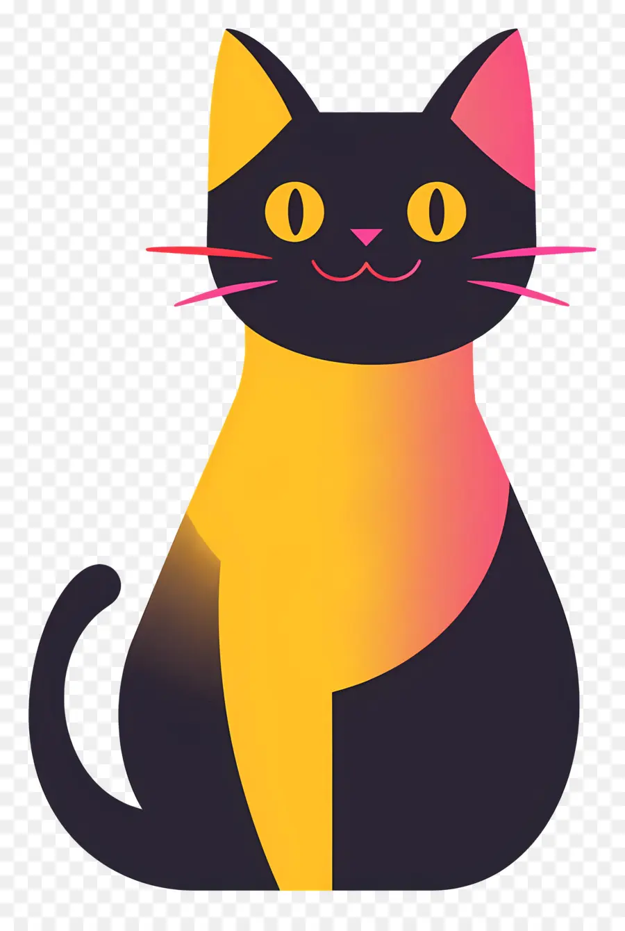 Gato De Dibujos Animados，Gato Negro Y Amarillo PNG