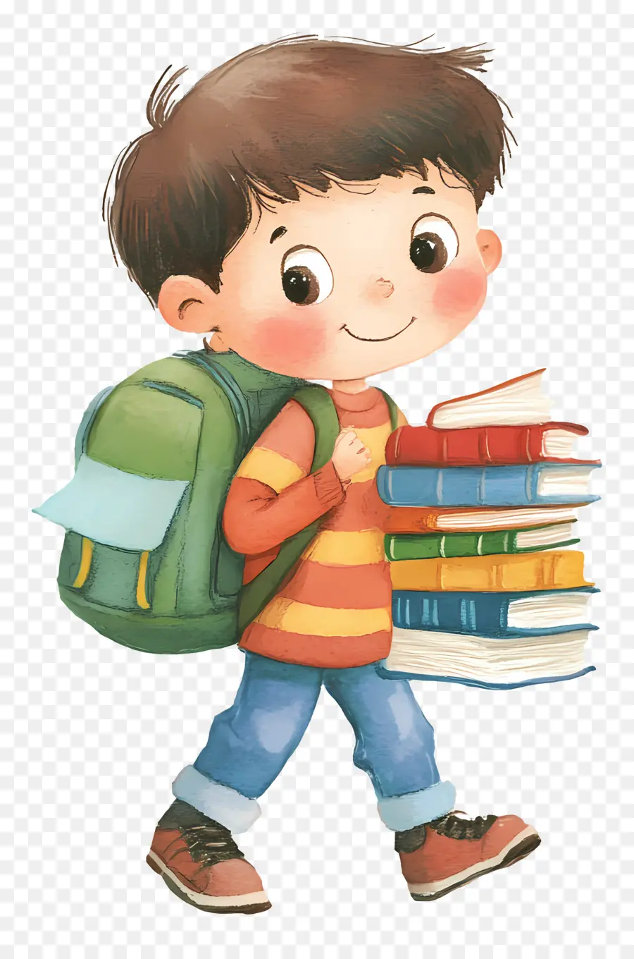 De Regreso A La Escuela，Niño Con Los Libros PNG