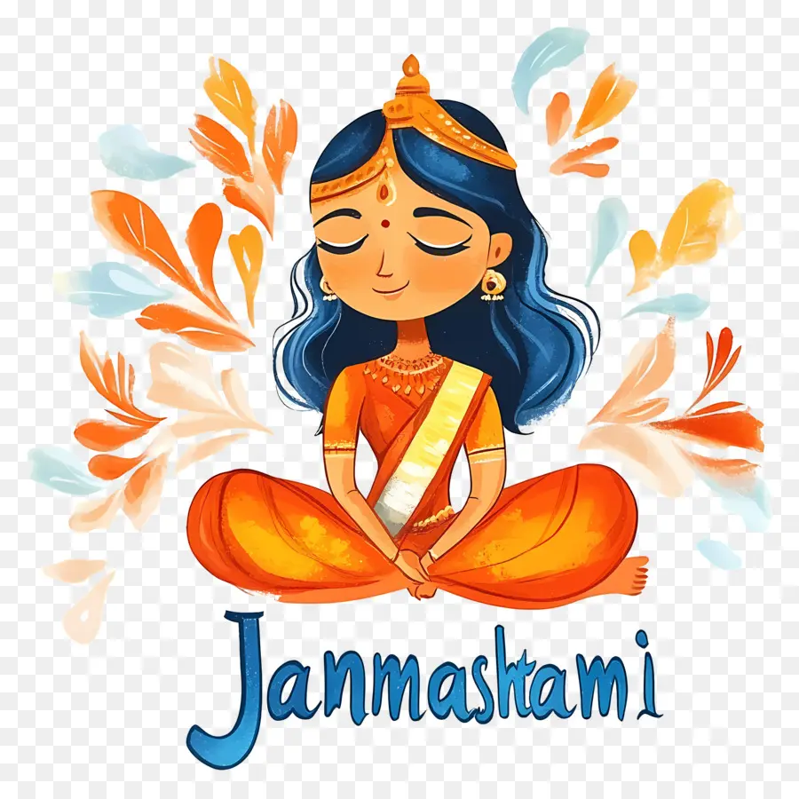 Janmashtami，Mujer Meditadora PNG