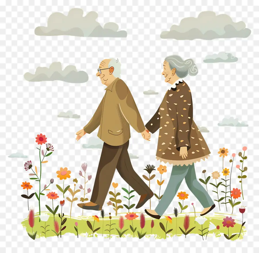 Pareja Caminando，Pareja De Ancianos Caminando PNG