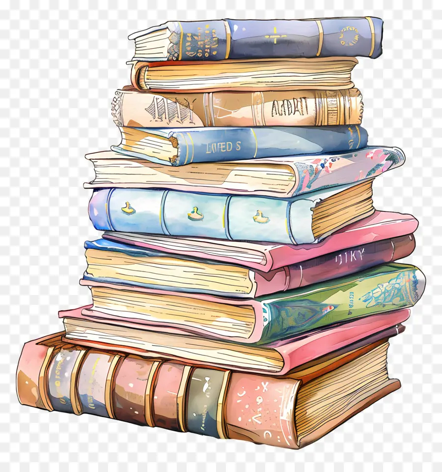 Pila De Libros，Libros Coloridos PNG