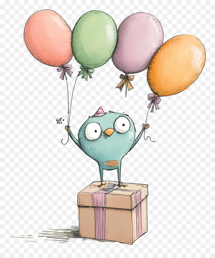 Cumpleaños，Pájaro Con Globos PNG