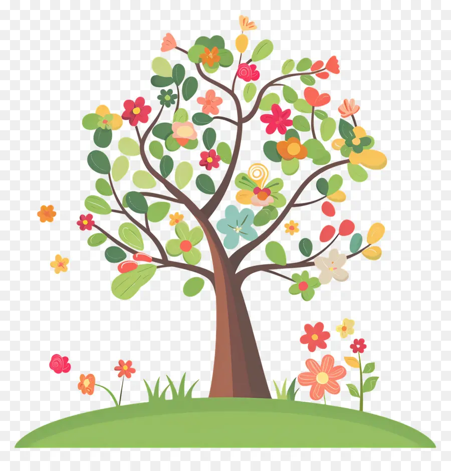 árbol De Dibujos Animados，árbol Colorido PNG