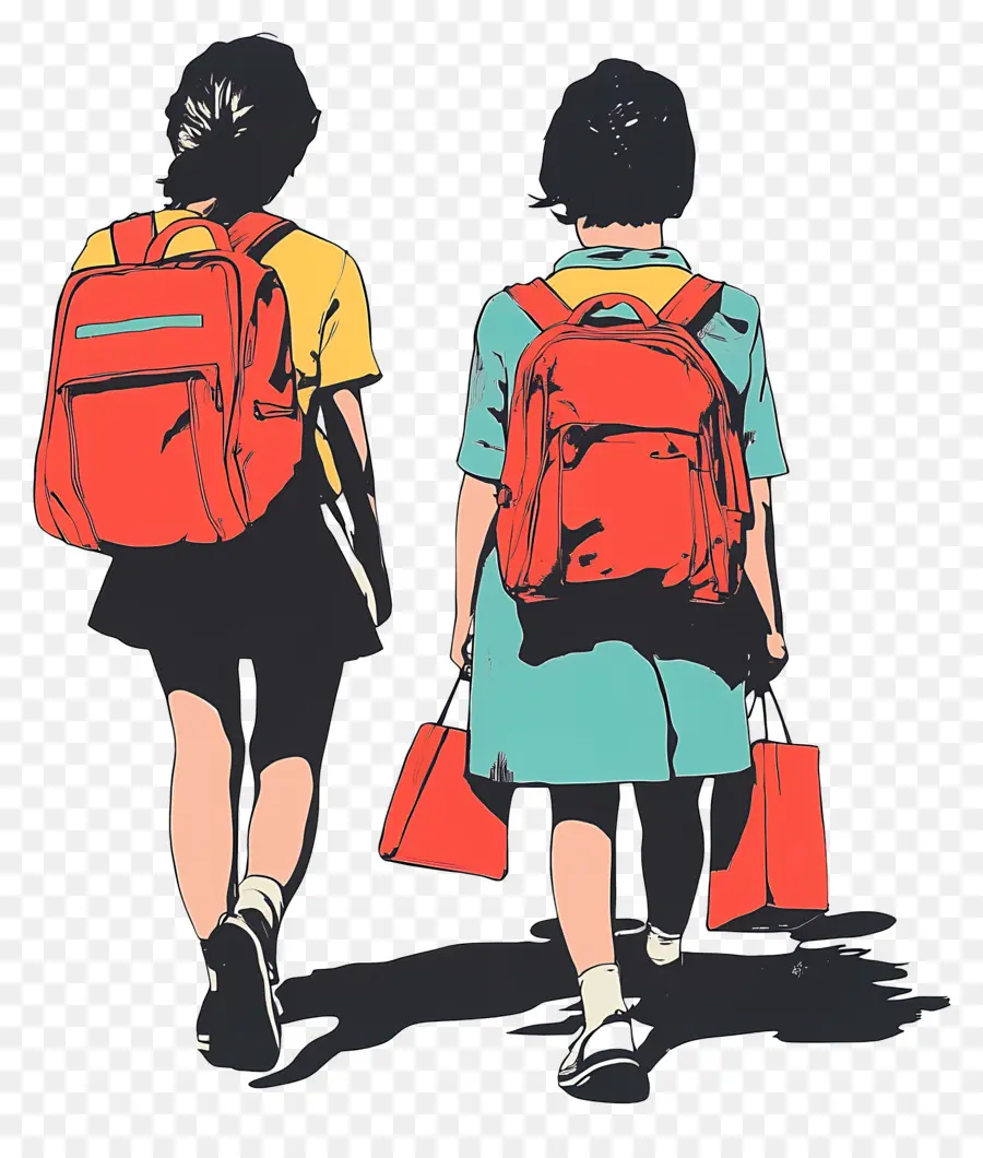 De Regreso A La Escuela，Niños Con Mochilas PNG