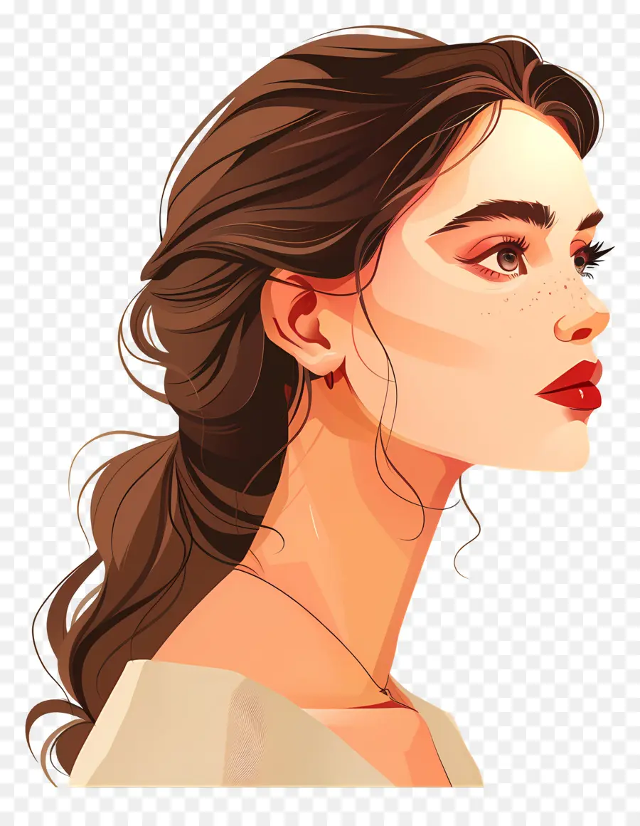 Mujer Joven，Ilustración Del Perfil De La Mujer PNG