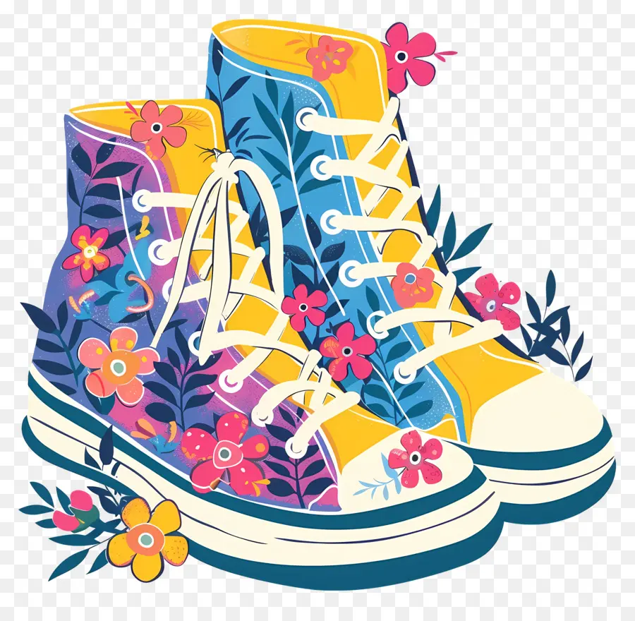 Lindos Zapatos，Zapatillas Con Flores PNG