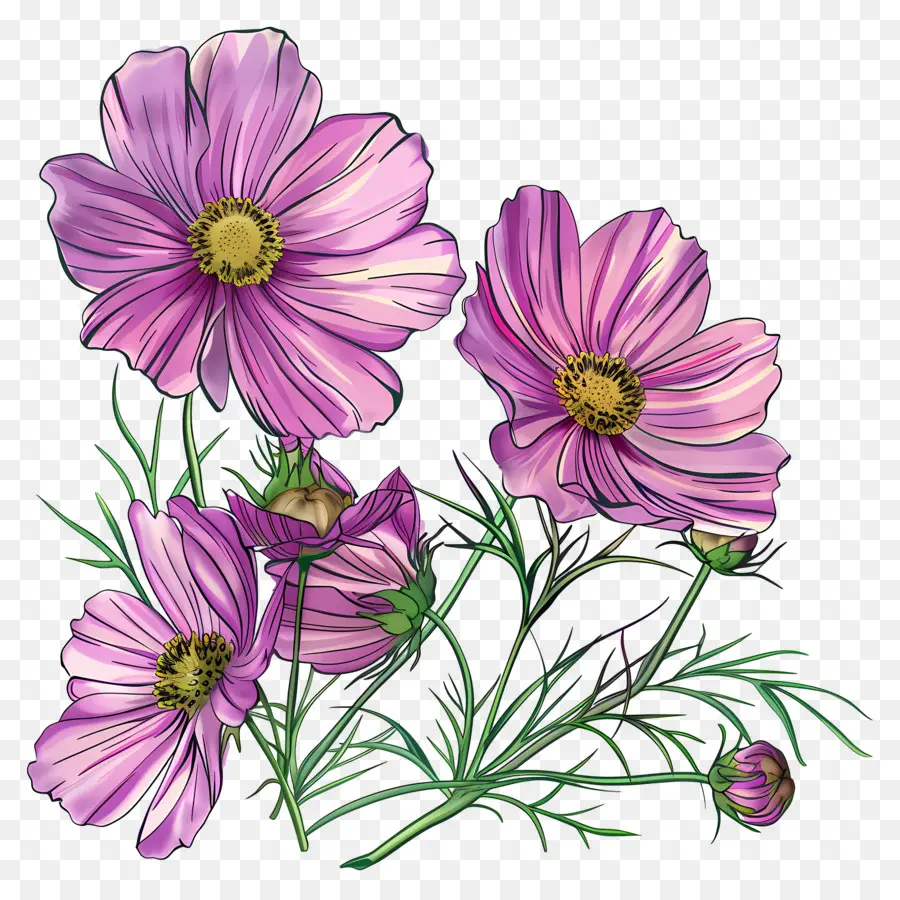 Flores De Cosmos，Rosa PNG