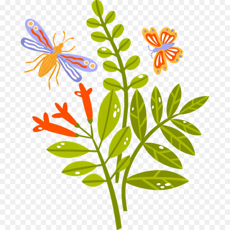 Mariposa Natural，Mariposas Y Planta PNG