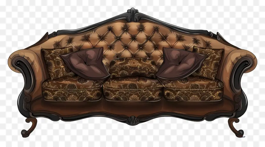 Sofá Con Almohadas，Sofá Vintage PNG