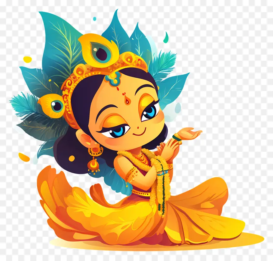 Janmashtami，Lindo Personaje Con El Vestido Tradicional PNG