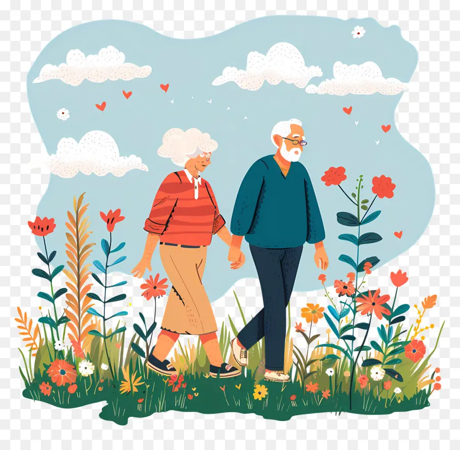 Pareja Caminando，Pareja De Ancianos Caminando PNG