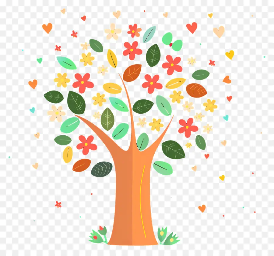 árbol De Dibujos Animados，árbol Colorido PNG