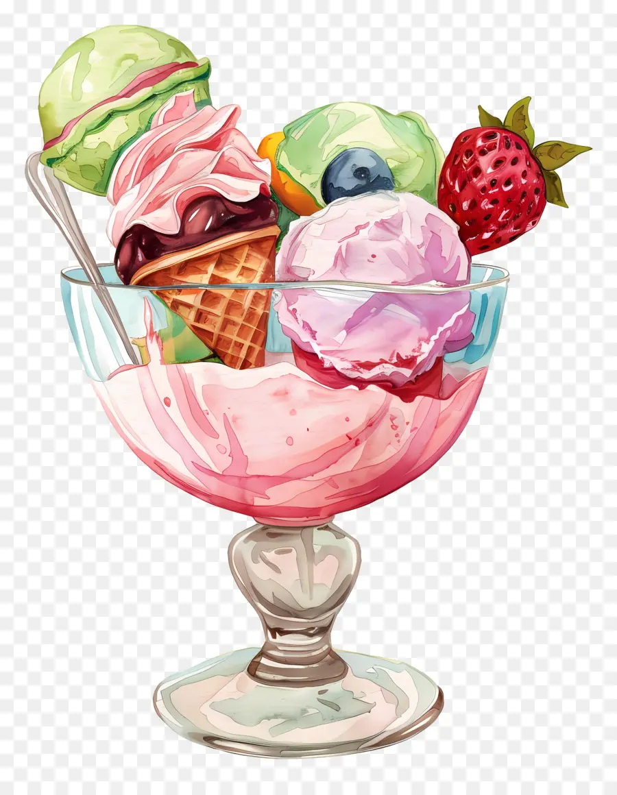 Helado，Fresa PNG