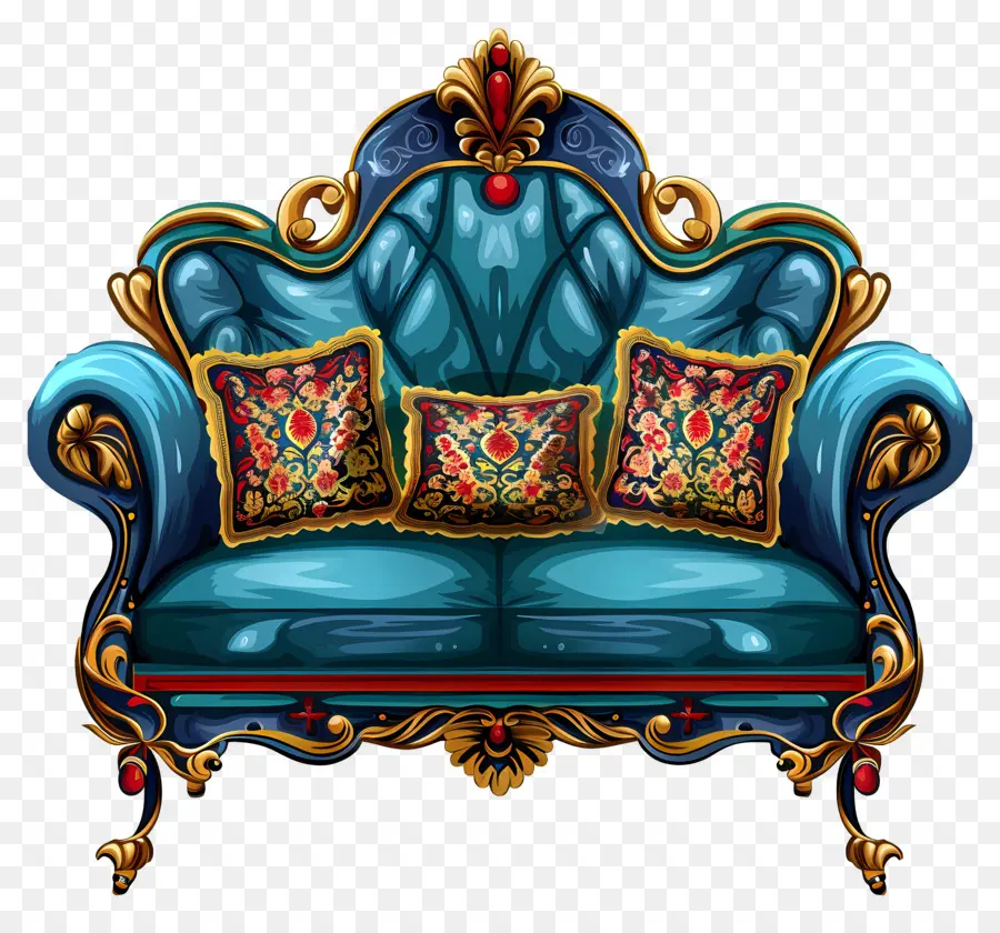 Sofá Con Almohadas，Elegante Sofá PNG