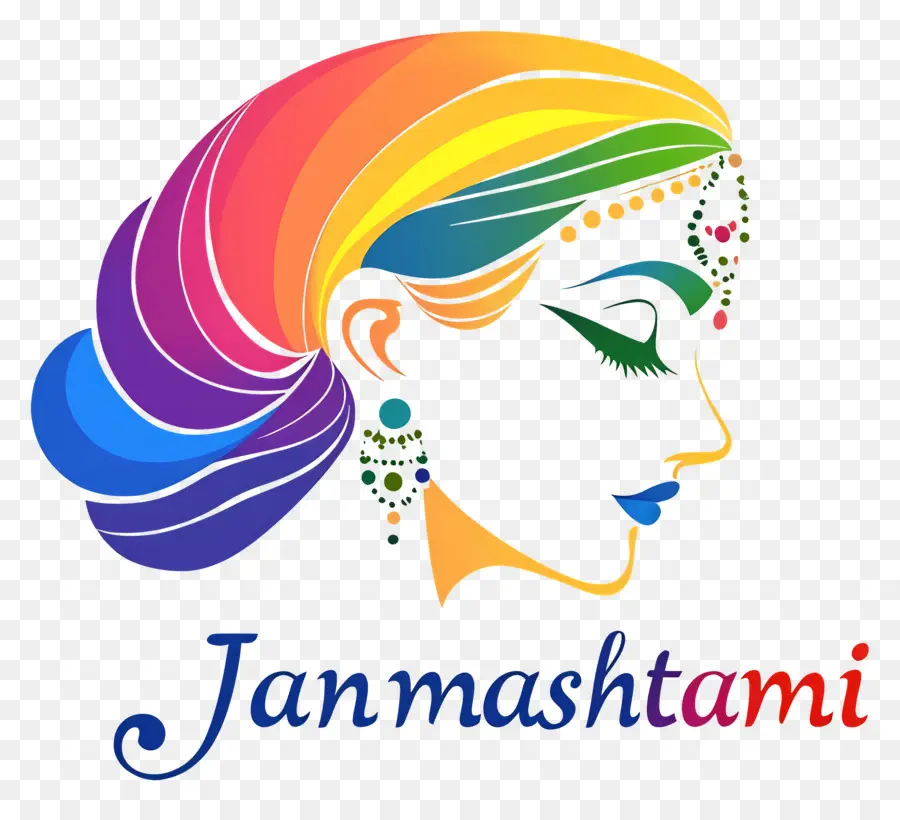 Janmashtami，Cara Colorida De La Mujer PNG