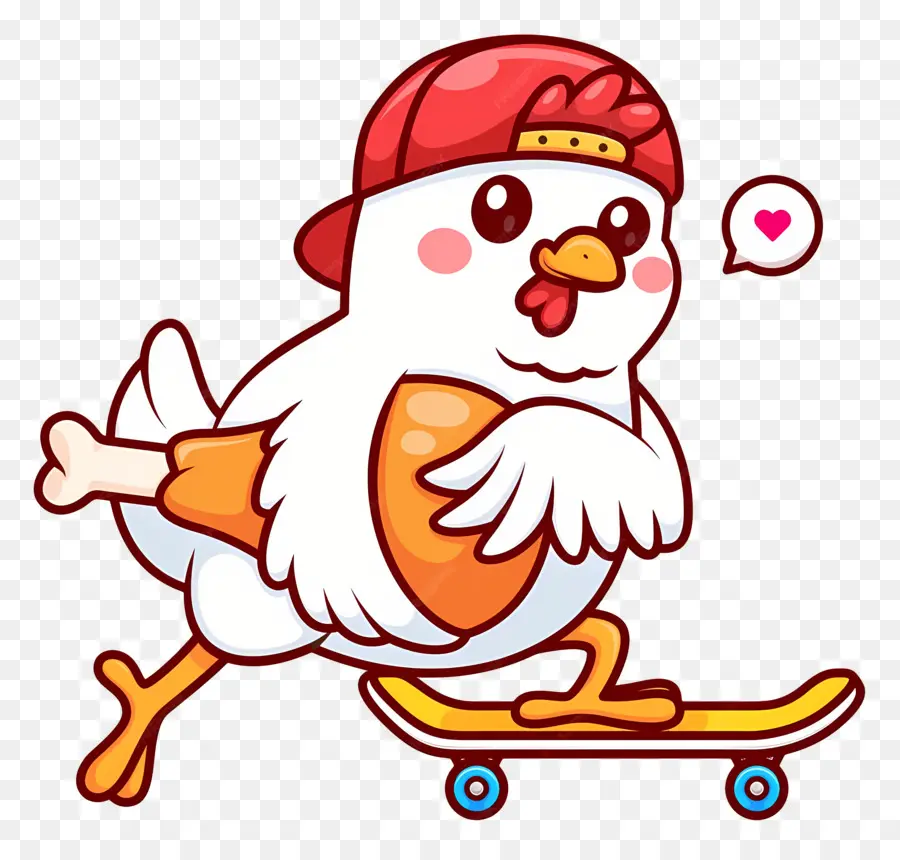 Chicken Cartoon，Pollo En El Patineta PNG