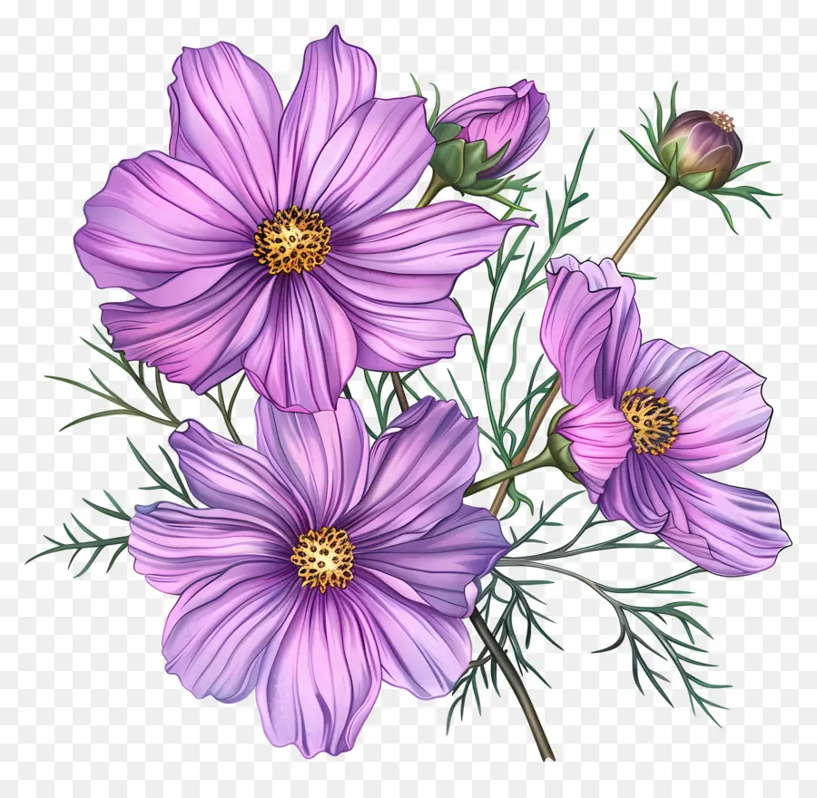 Flores De Cosmos，Flor Rosa PNG