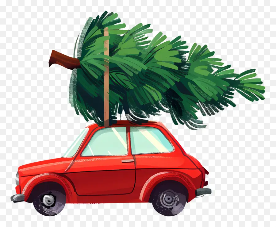 Árbol De Navidad En El Coche，Coche Con árbol PNG