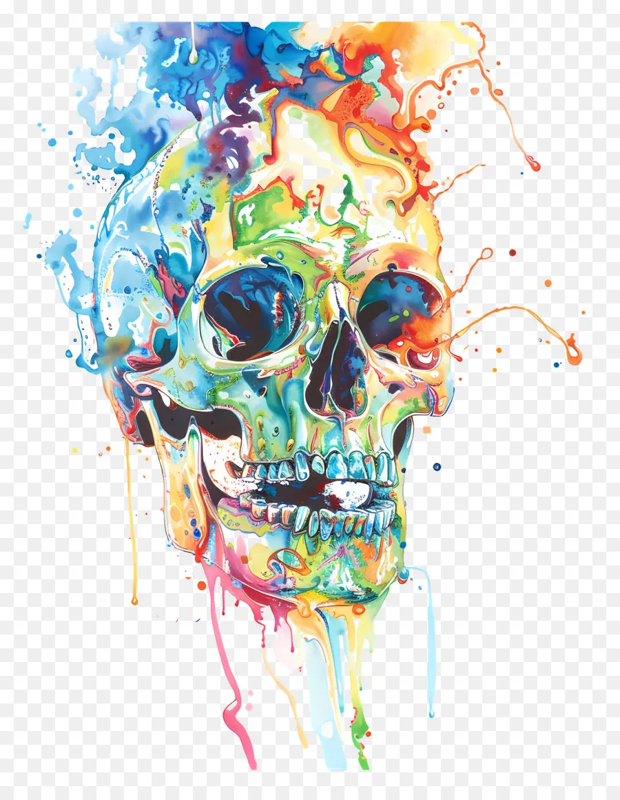 Esqueleto Del Cráneo，Calavera Colorida PNG