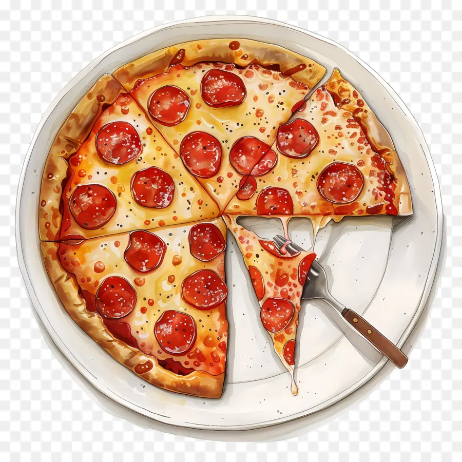 Plato De Pizza，Pizza PNG