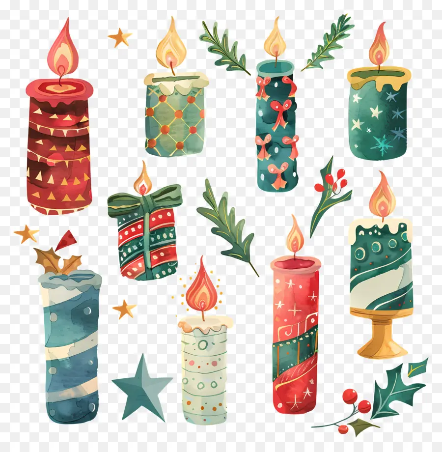 Velas De Navidad，Velas Coloridas PNG