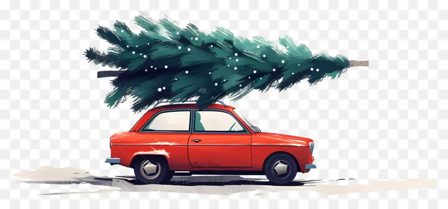 Árbol De Navidad En El Coche，Coche Con árbol De Navidad PNG