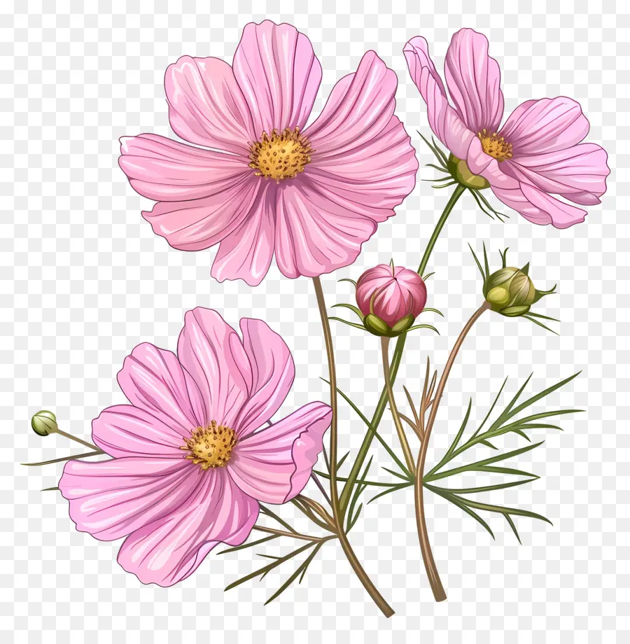 Flores Del Cosmos，Cosmos Blanco Y Rosa PNG