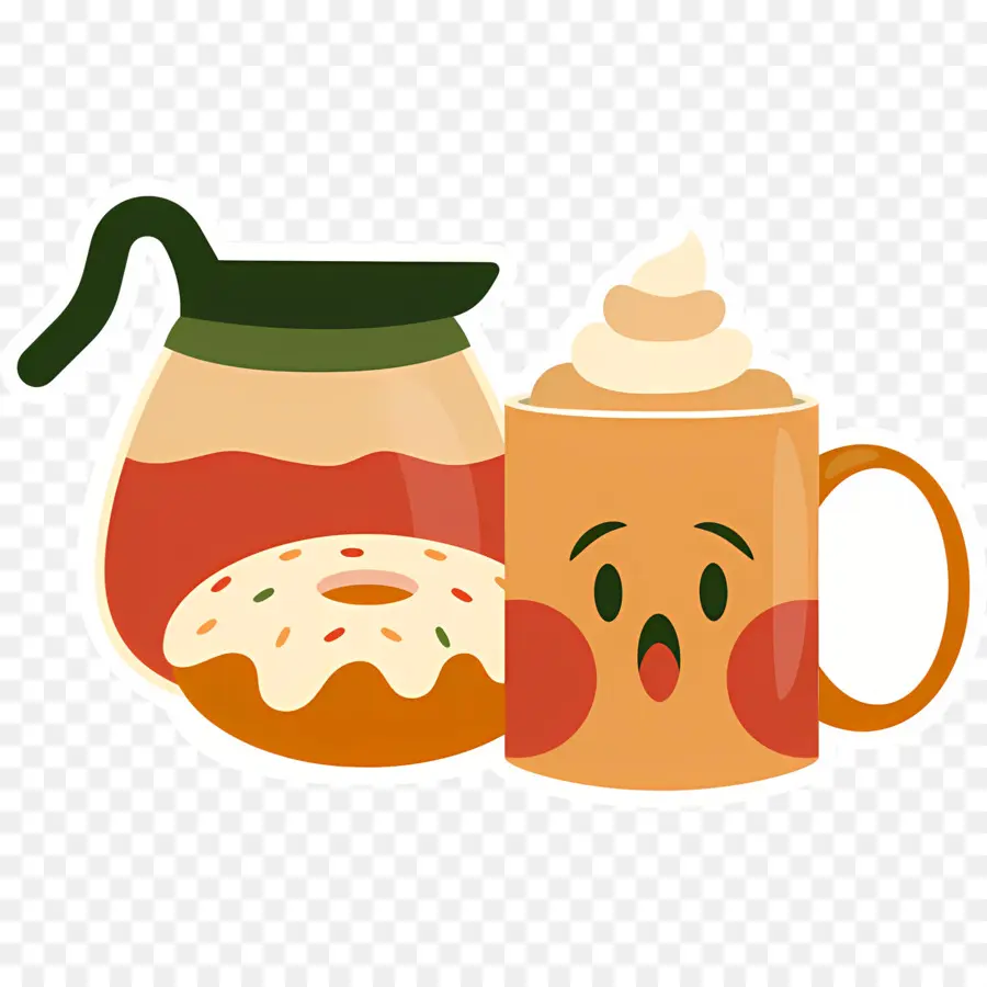 Pausa Para El Café，Café Y Donut PNG