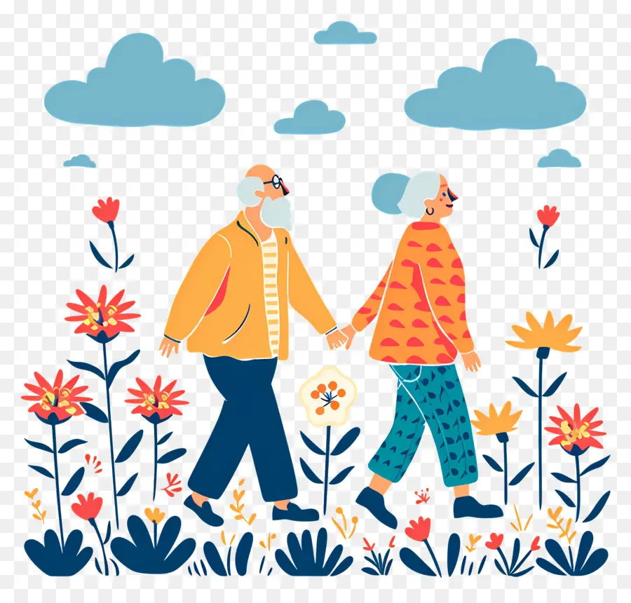 Pareja Caminando，Pareja De Ancianos PNG