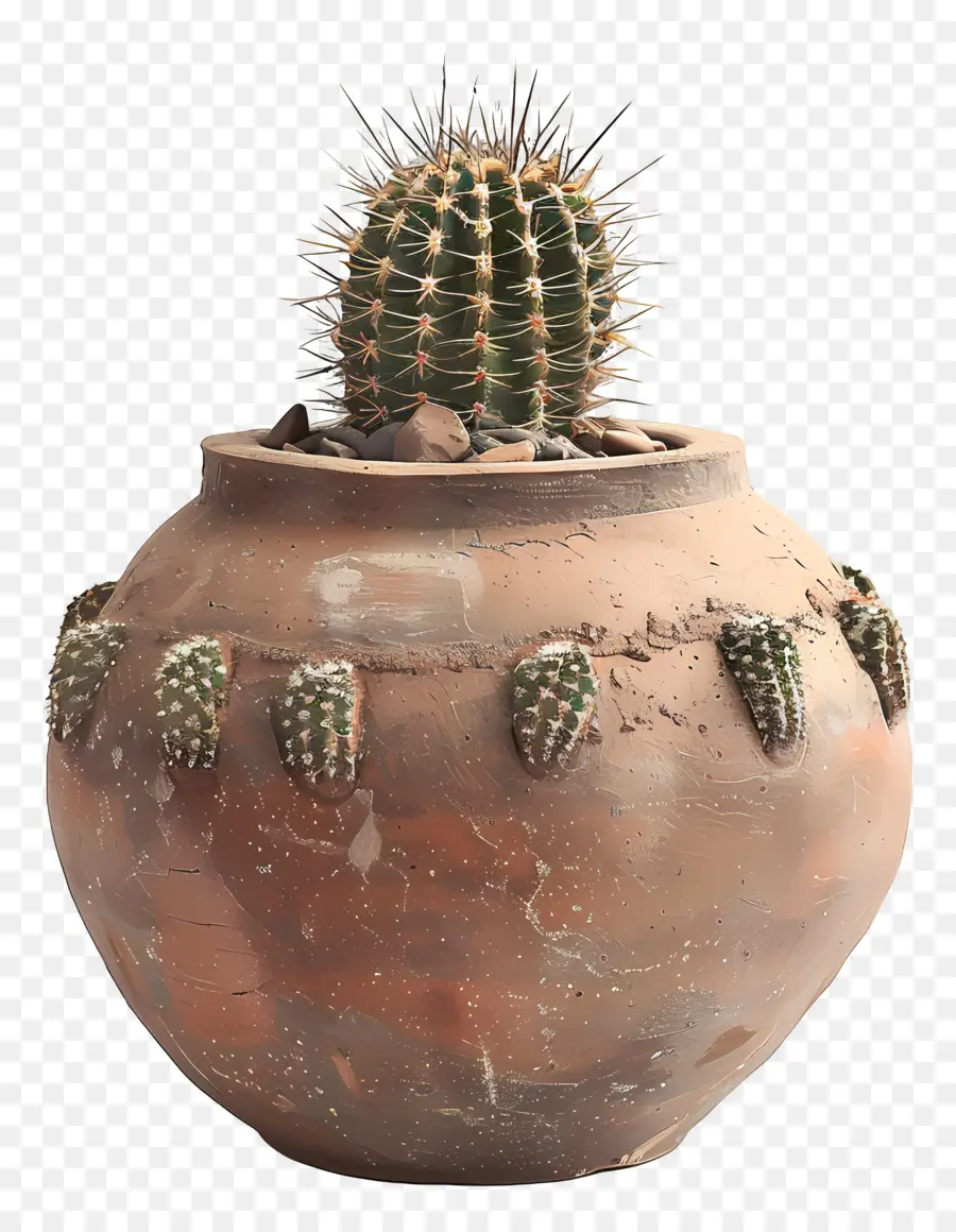 Olla De Barro，Cactus En Maceta PNG