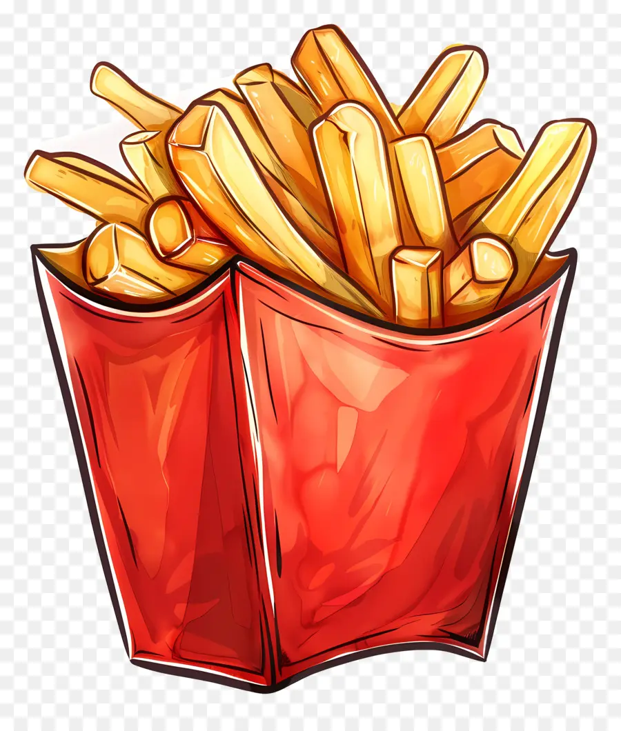 Las Papas Fritas，Contenedor Rojo PNG