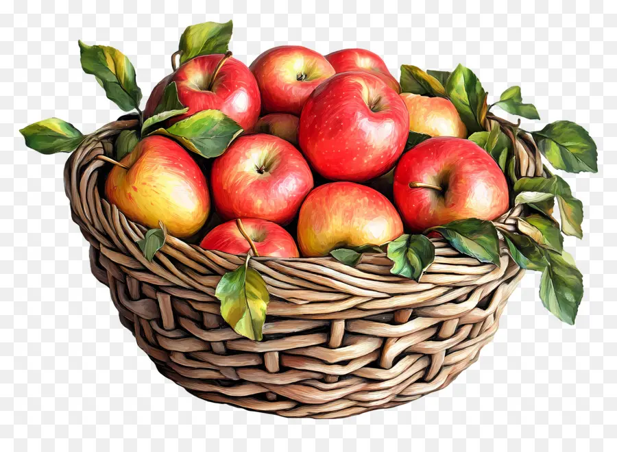 Cesta De Manzanas，Fruta PNG