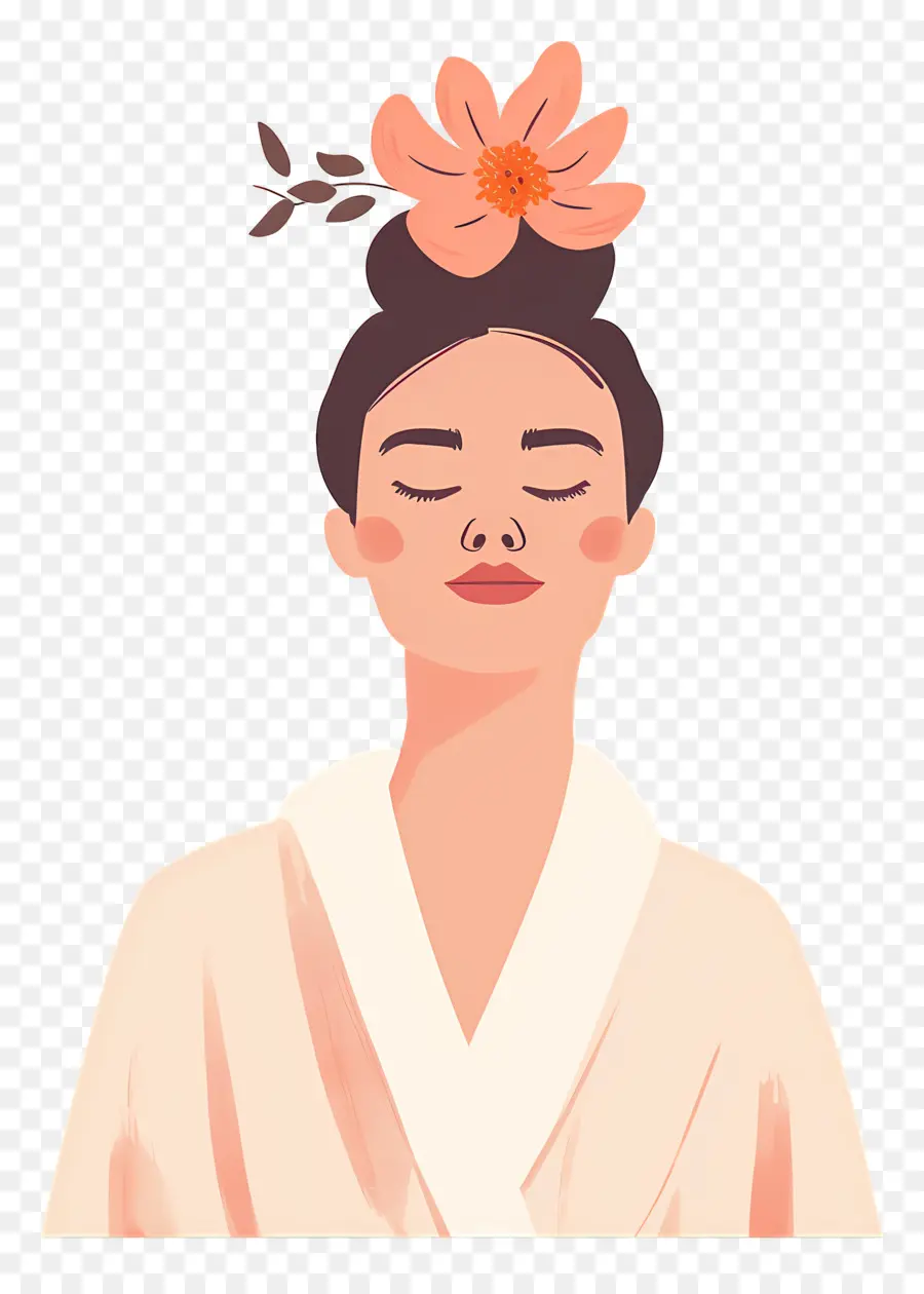 Moda Mujer，Mujer Con Flor PNG