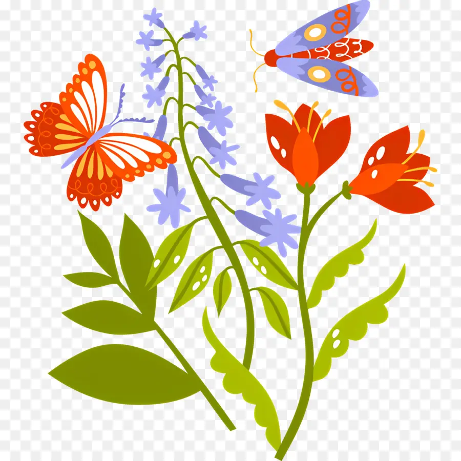 Mariposa Natural，Mariposas Y Flores PNG