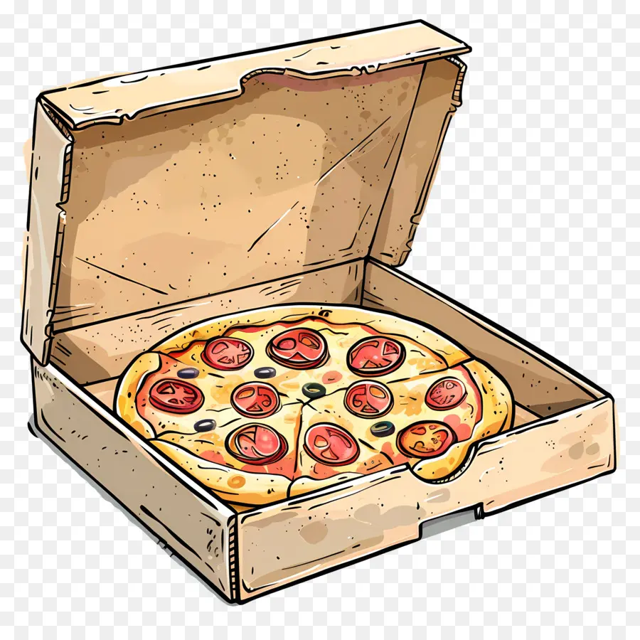 Caja Con Pizza，Pizza En La Caja PNG