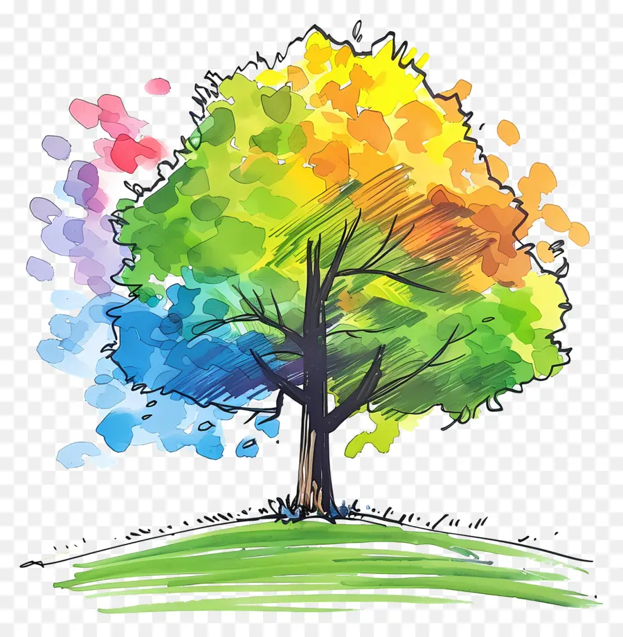 Árbol，Colorido árbol PNG